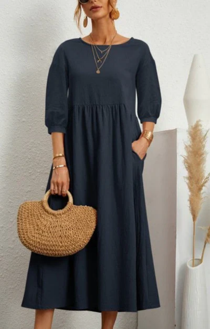 Priella™ | Elegant Puff-Sleeve Maxi Dress