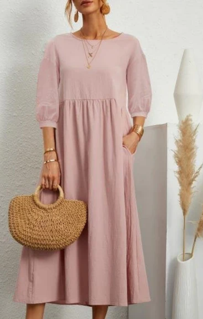 Priella™ | Elegant Puff-Sleeve Maxi Dress