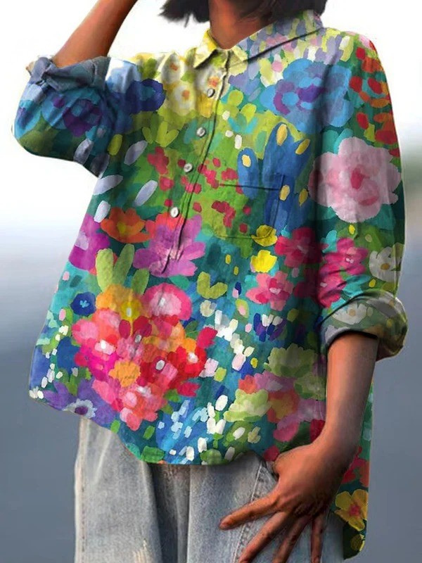 Jasimne | Women's Vintage Lovely Floral Art Print Casual Shirt