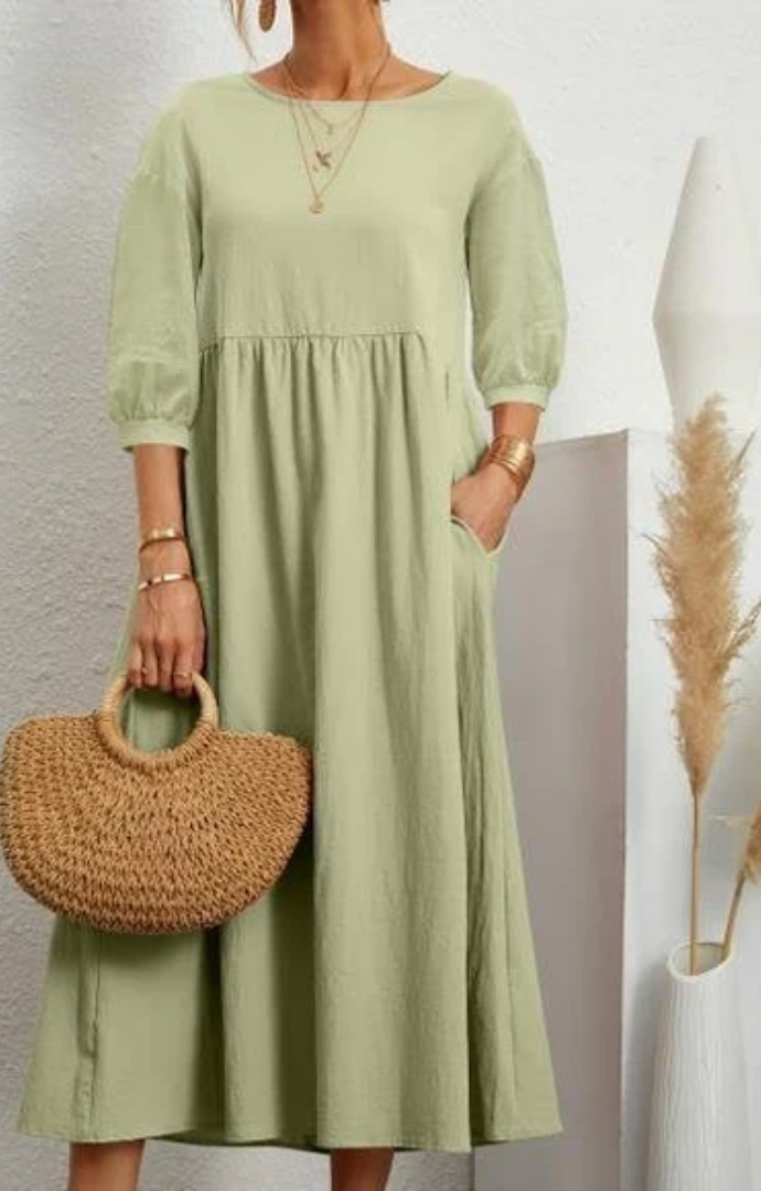 Priella™ | Elegant Puff-Sleeve Maxi Dress