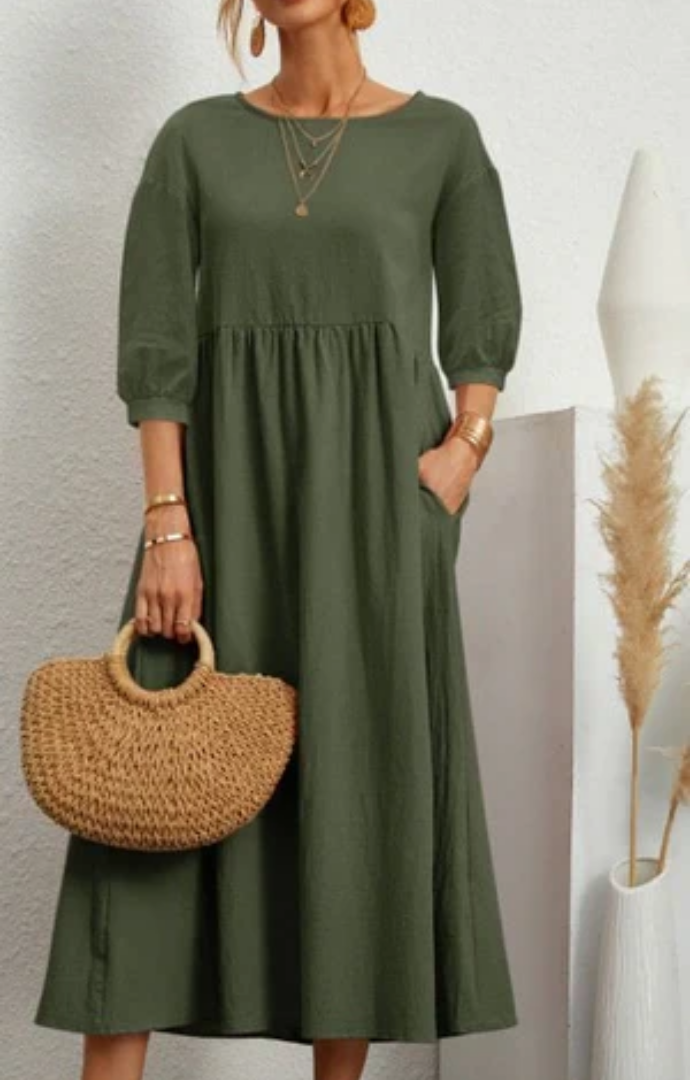 Priella™ | Elegant Puff-Sleeve Maxi Dress