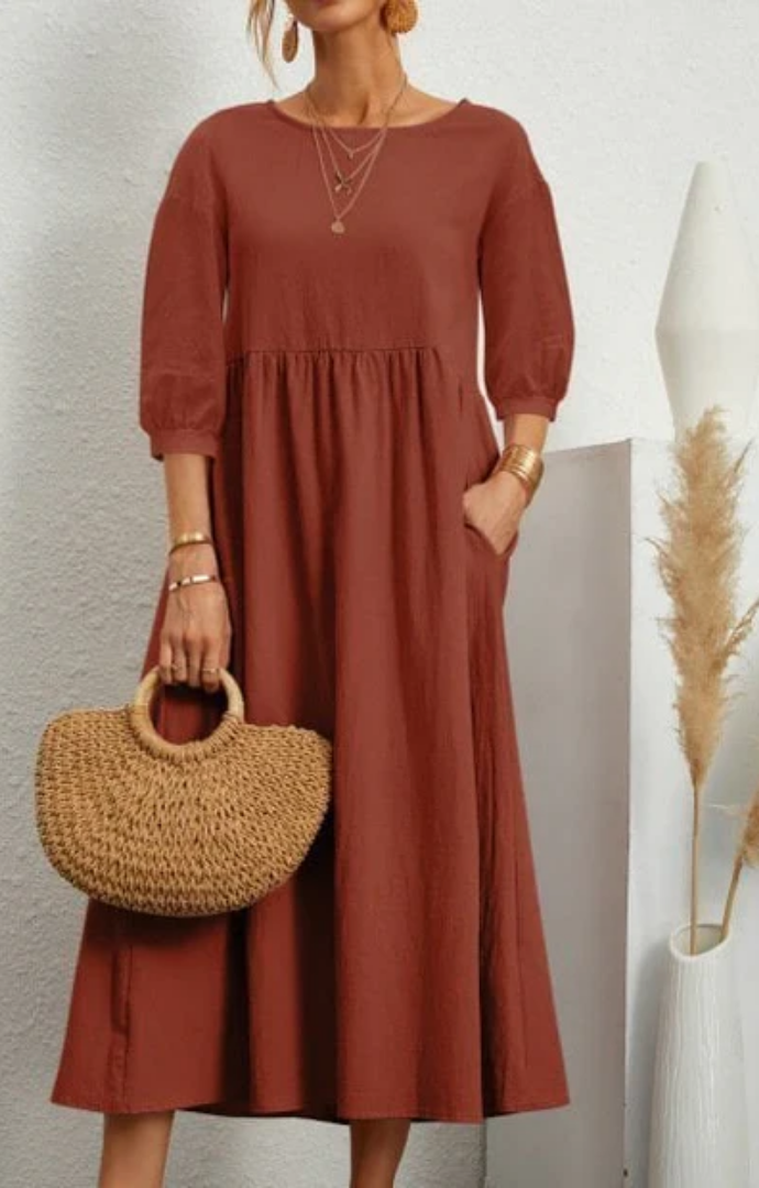 Priella™ | Elegant Puff-Sleeve Maxi Dress
