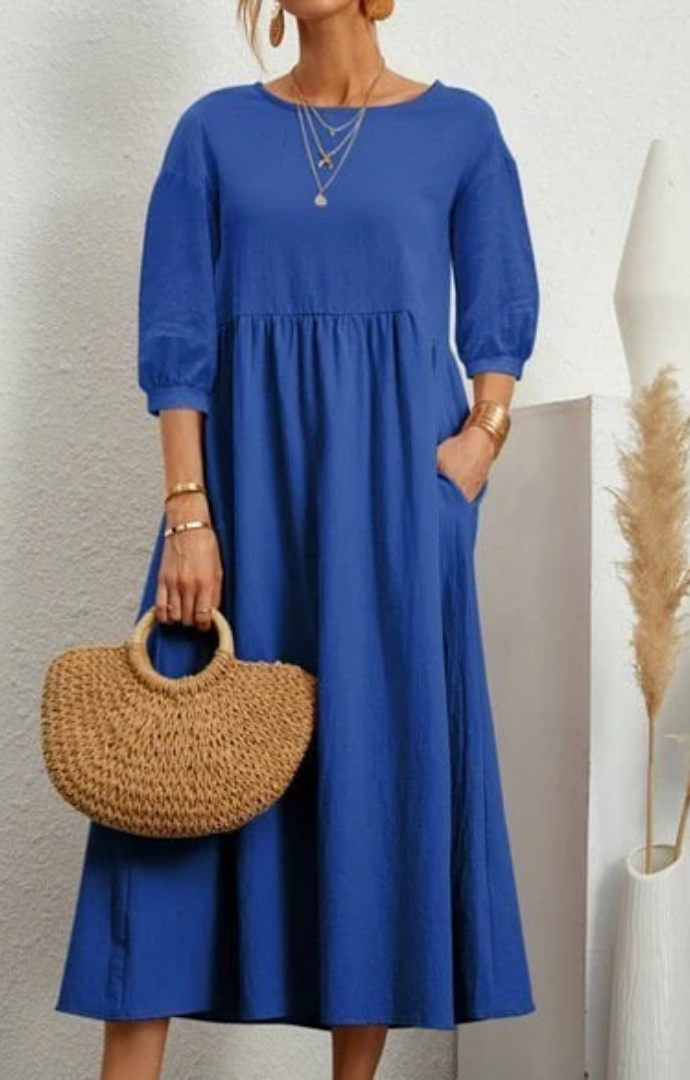 Priella™ | Elegant Puff-Sleeve Maxi Dress