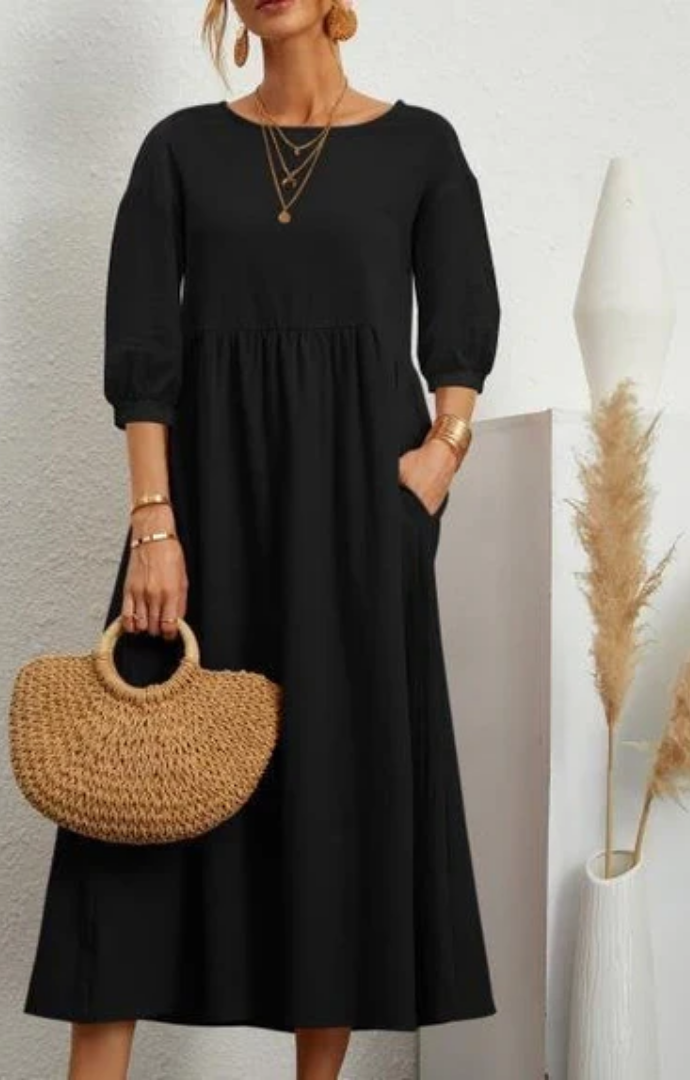 Priella™ | Elegant Puff-Sleeve Maxi Dress