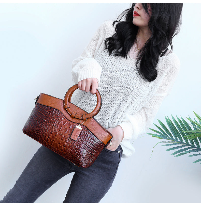 Amalia | Bicolor Crocodile Texture Bag