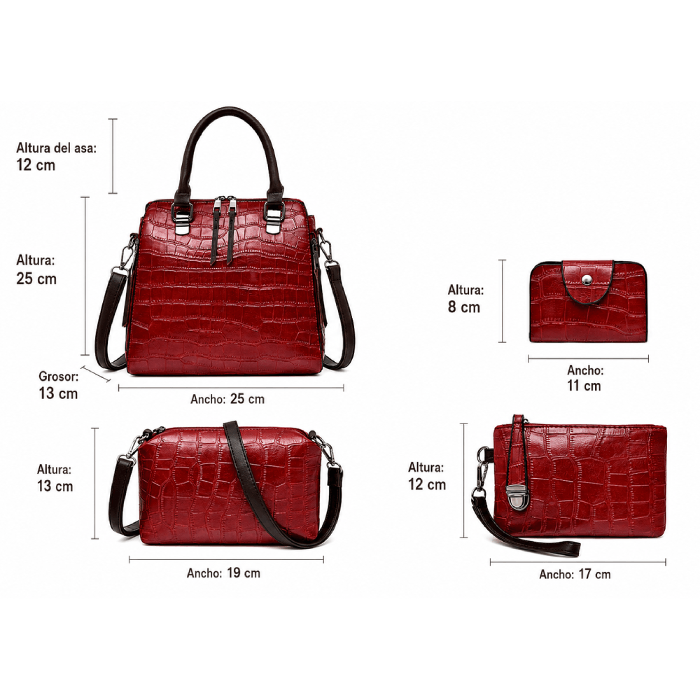 Elvira | Crocodile Bag Set Four Pieces