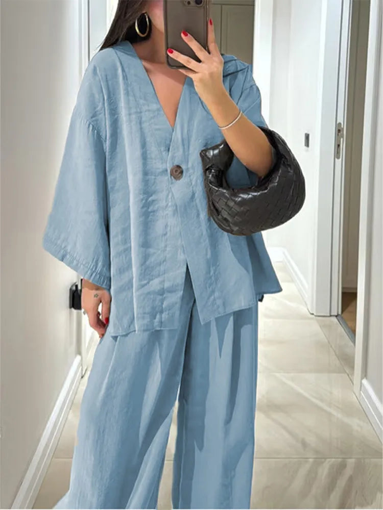 The Ava Set | Effortless Cotton-Linen Elegance