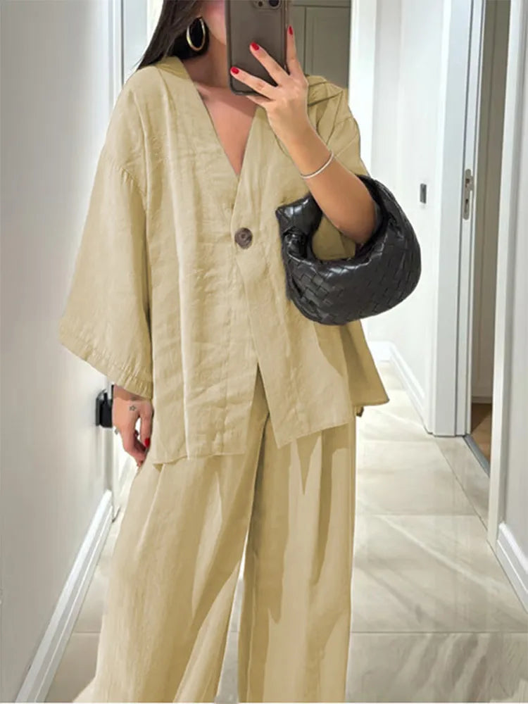 The Ava Set | Effortless Cotton-Linen Elegance