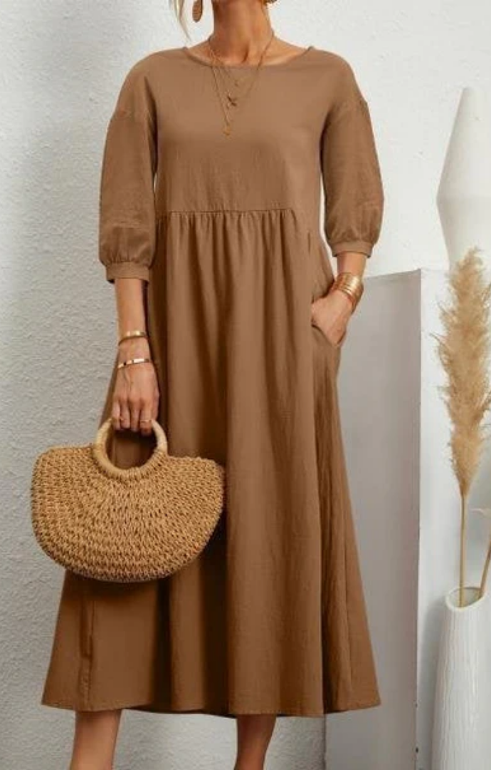 Priella™ | Elegant Puff-Sleeve Maxi Dress