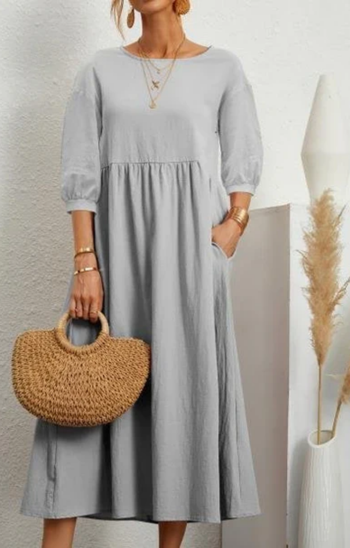 Priella™ | Elegant Puff-Sleeve Maxi Dress
