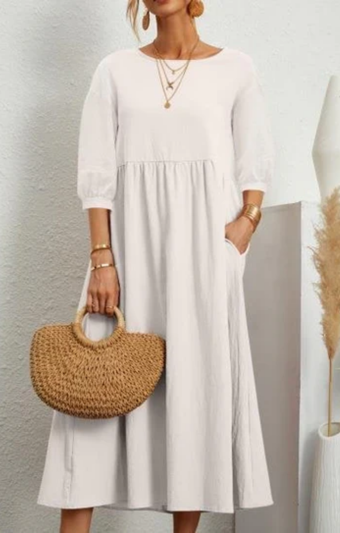 Priella™ | Elegant Puff-Sleeve Maxi Dress