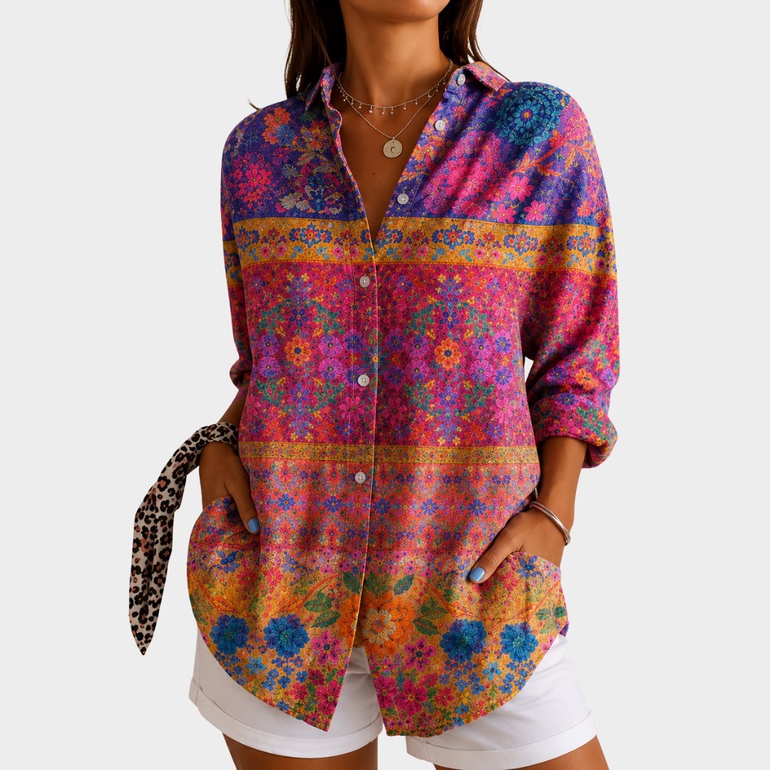 Vibrant Garden Mosaic Blouse