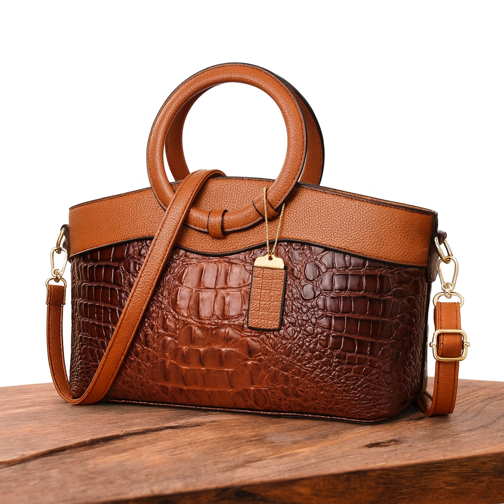 Amalia | Bicolor Crocodile Texture Bag