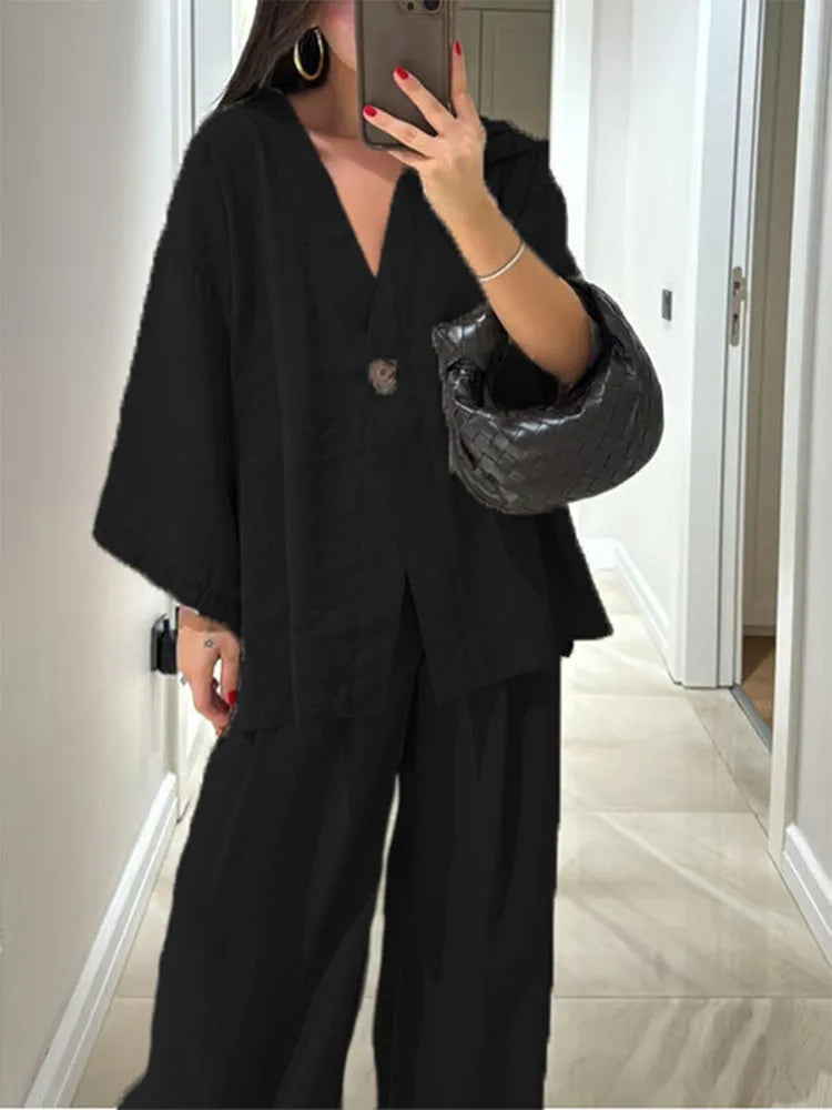 The Ava Set | Effortless Cotton-Linen Elegance