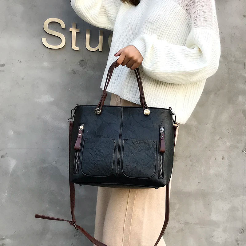 Leticia | Vintage Tote with Side Pockets