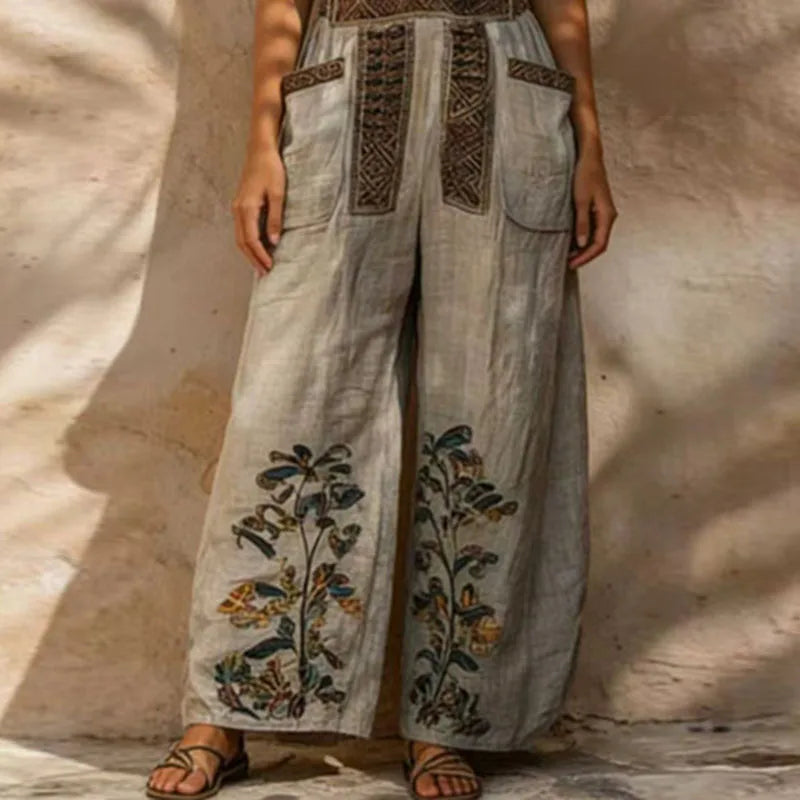 Evelyn™ | Vintage Embroidered Linen Jumpsuit
