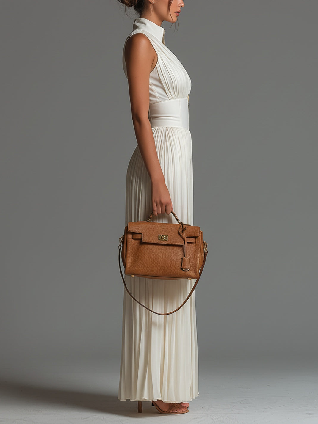 Sofia Jumpsuit – Pleated White Chiffon Jumpsuit