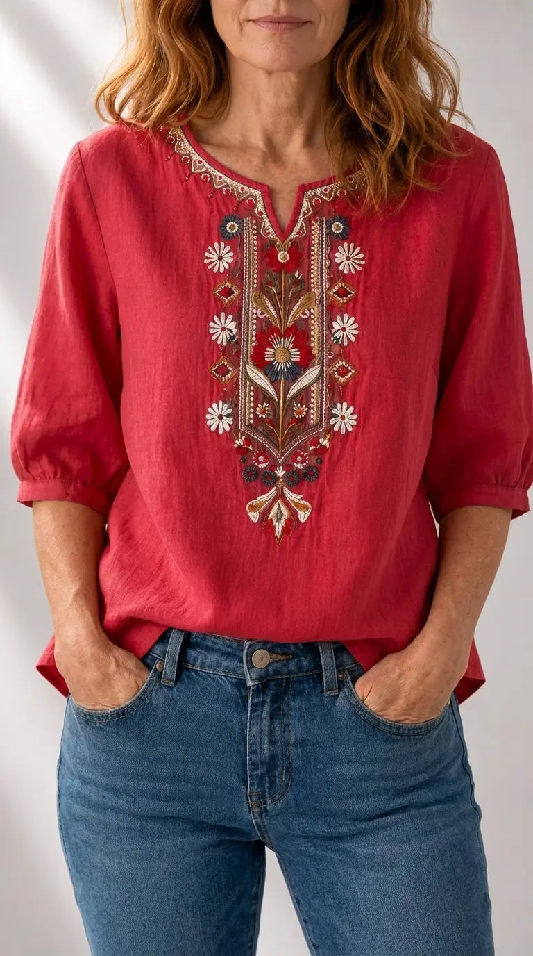 Seraphina oversized fit Floral Embroidered Blouse