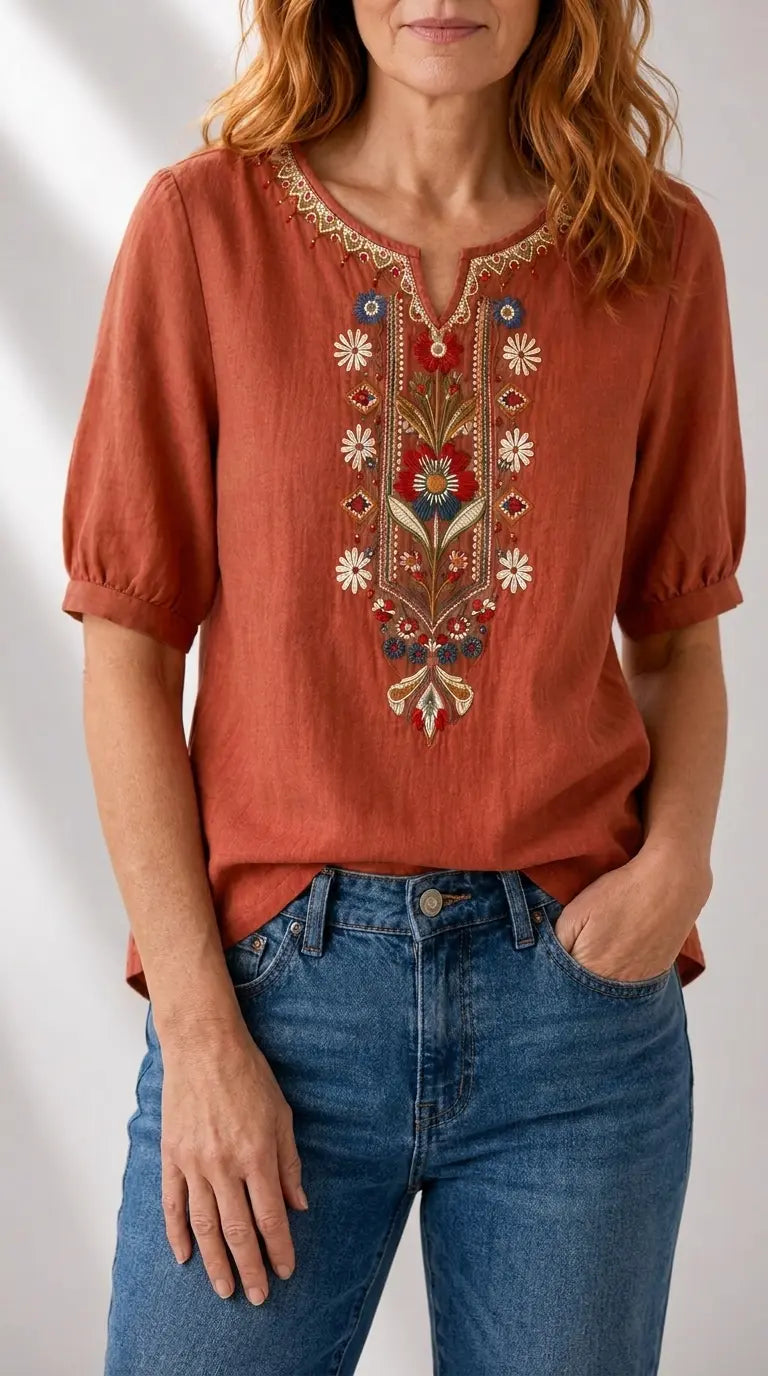 Seraphina oversized fit Floral Embroidered Blouse