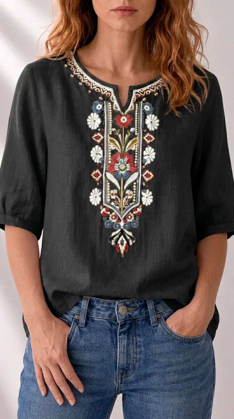 Seraphina oversized fit Floral Embroidered Blouse