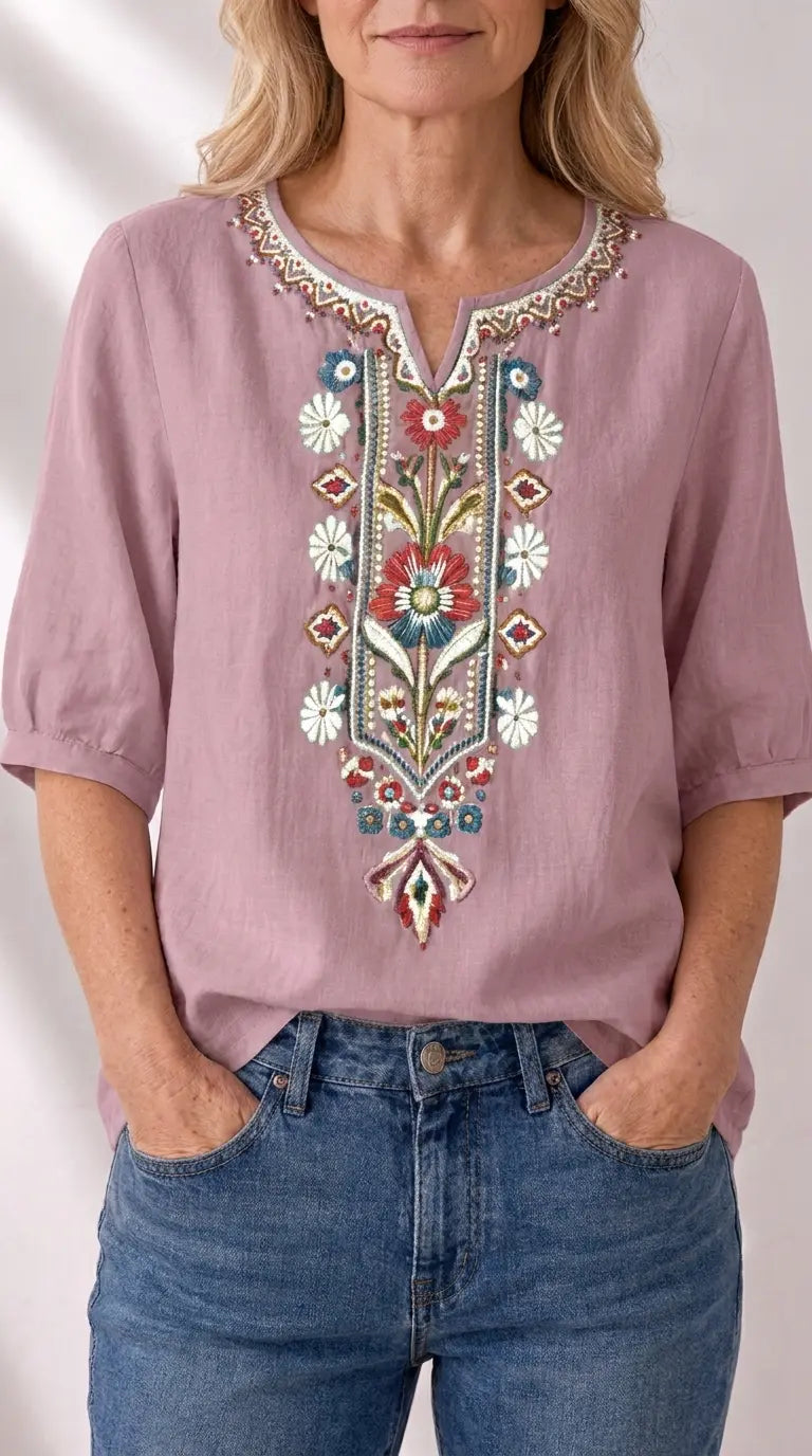 Seraphina oversized fit Floral Embroidered Blouse