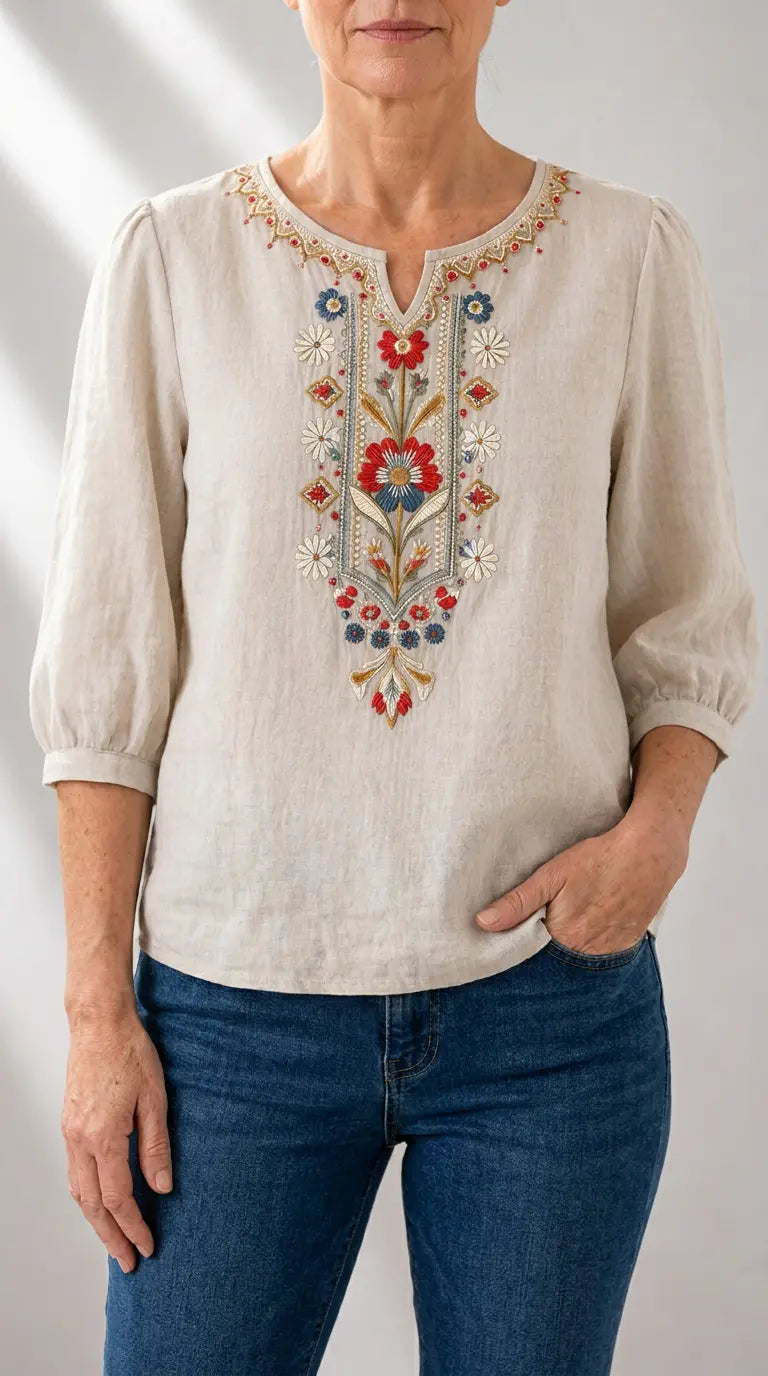 Seraphina oversized fit Floral Embroidered Blouse