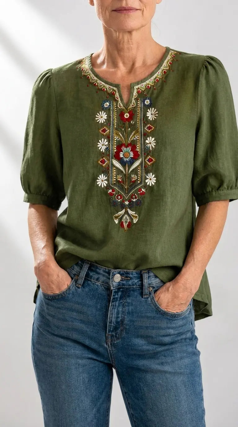 Seraphina oversized fit Floral Embroidered Blouse