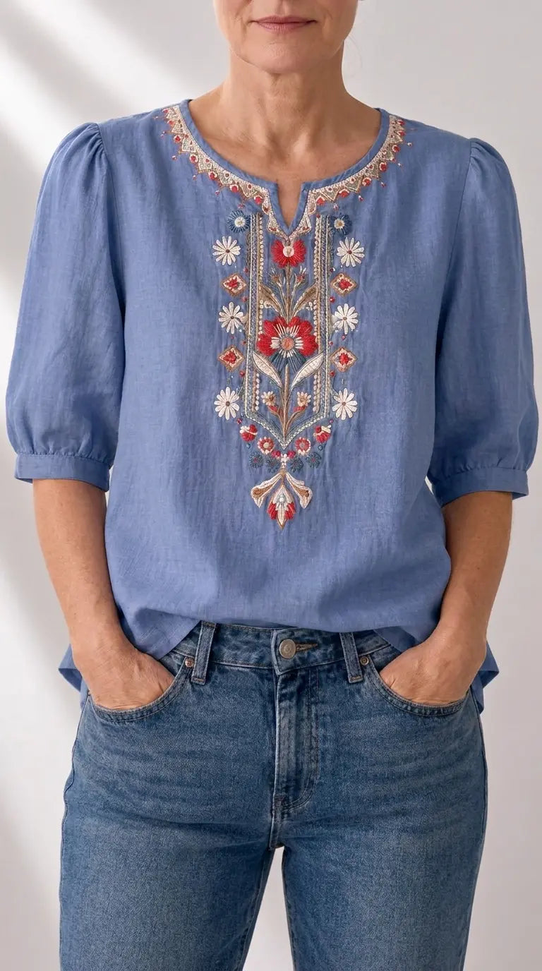 Seraphina oversized fit Floral Embroidered Blouse