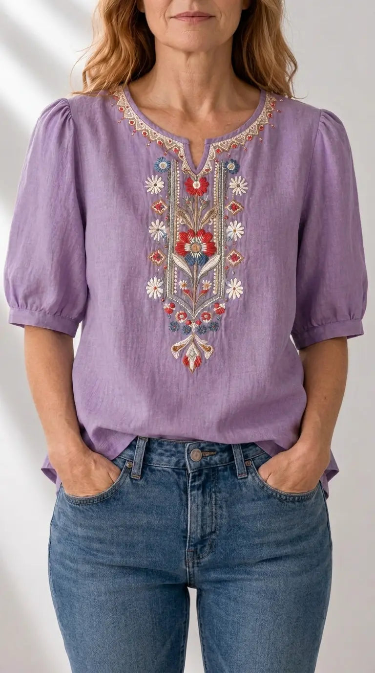 Seraphina oversized fit Floral Embroidered Blouse