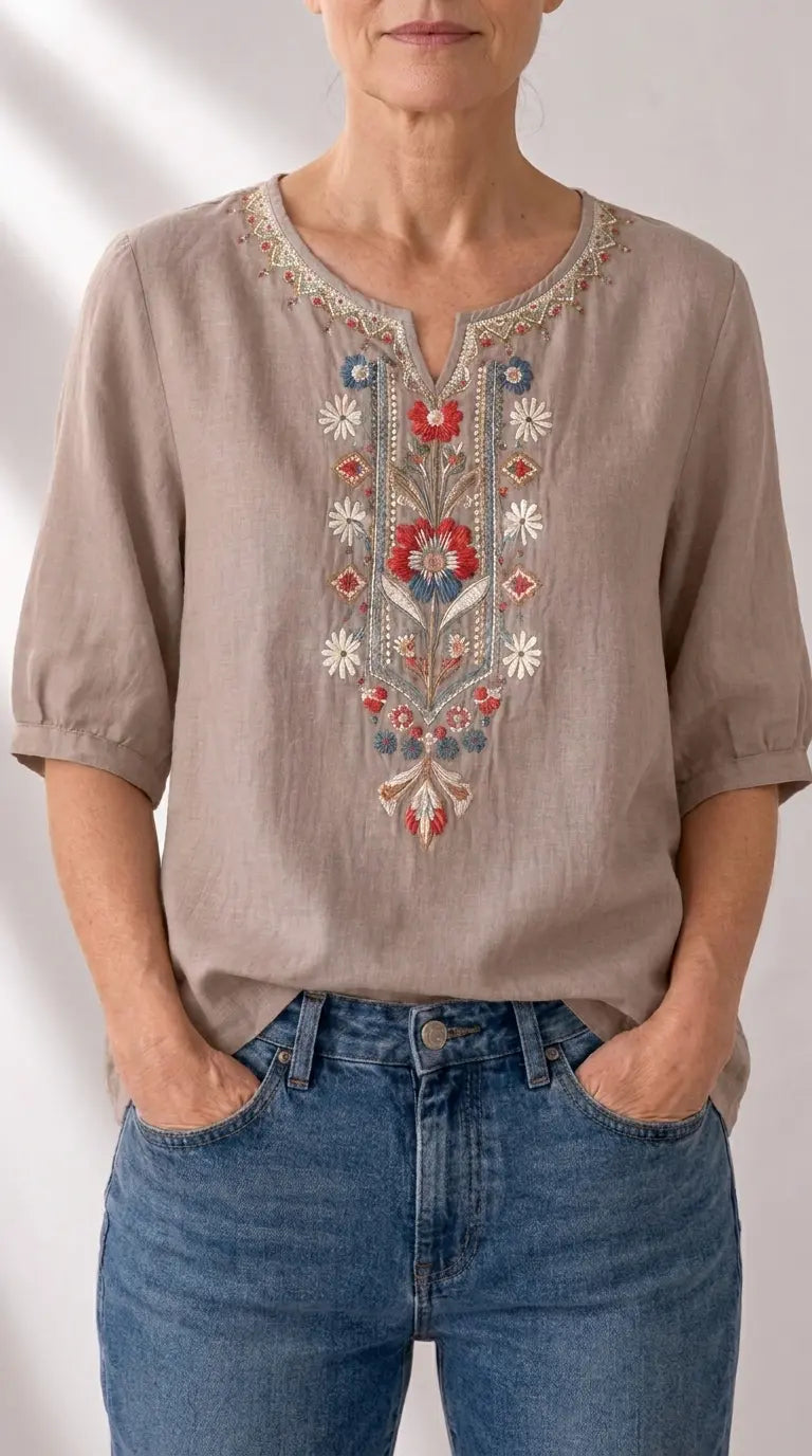 Seraphina oversized fit Floral Embroidered Blouse