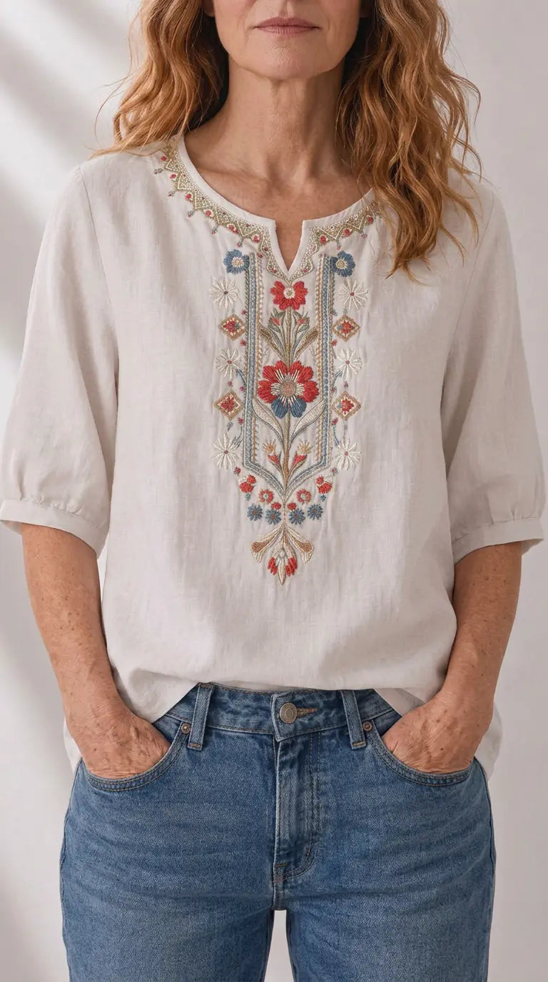 Seraphina oversized fit Floral Embroidered Blouse